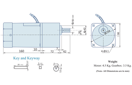 200 Watt : AC Geared Motor With Lead Wires