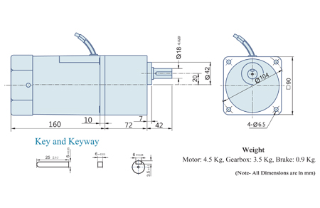 360 Watt : AC Geared Motor With Lead Wires