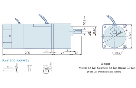 360 Watt : AC Geared Motor With Lead Wires