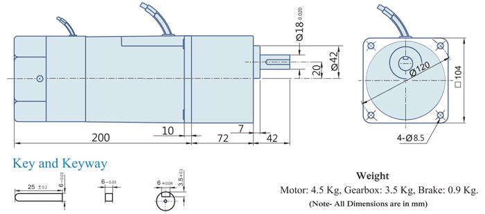 360 Watt : AC Geared Motor With Lead Wire