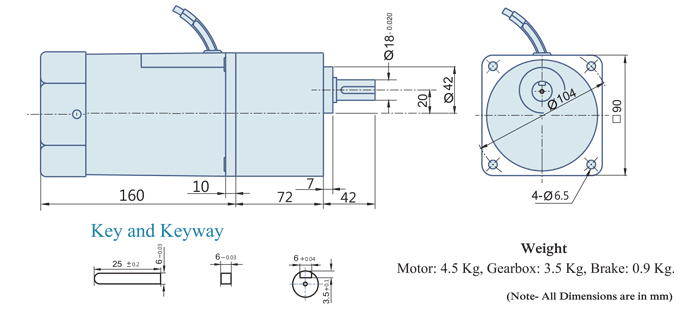 360 Watt : AC Geared Motor With Lead Wires