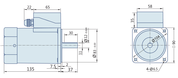 60 Watt : Round AC Induction Motor With Terminal Box