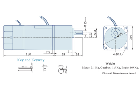 60 Watt : AC Geared Motor With Lead Wires