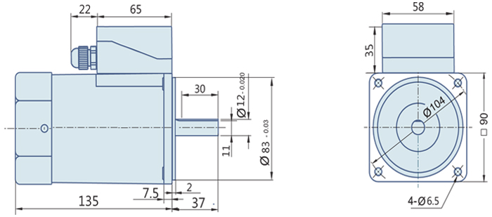 90 Watt : Round AC Induction Motor With Terminal Box